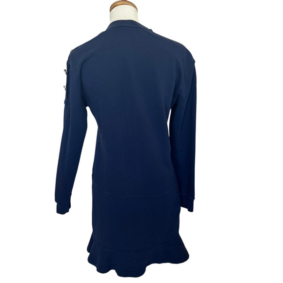 Derek Lam Blue Sweatshirt Mini Dress SMALL Oversized Comfy Preppy Designer $300 - Picture 6 of 9